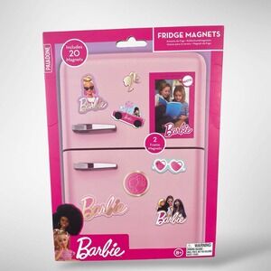 Mattel Barbie Fridge Magnet Set Paladone Pink 18 Magnets World Market Exclusive